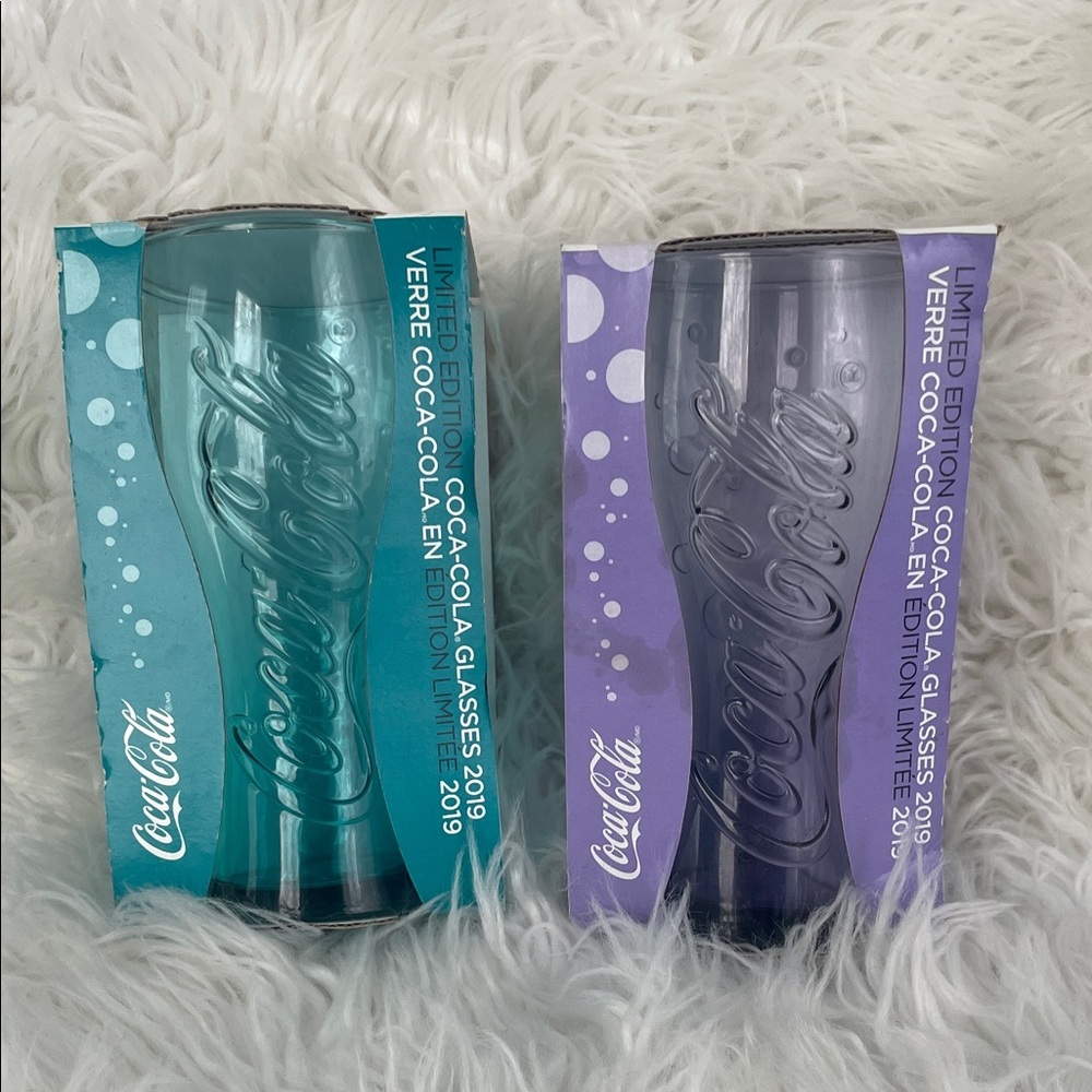 2019!Coca-Cola limited edition Teal and Purple Glass Set